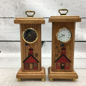 Hand Made Mantle Clock – Lot of 2 – Oak School/Home