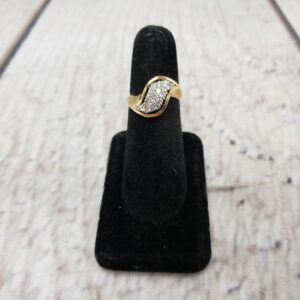 Ring YG Women Sz 6.5 3.20DWT 14k Yellow Gold, Curved Diamond Cluster