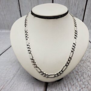 Necklace SS Unisex 20″ Figaro Chain 21.0DWT .925 Sterling Silver, 6mm