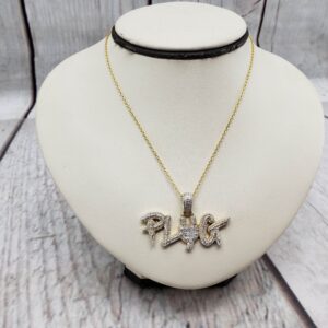 Necklace SS Unisex 18″ Cable Chain, 16.9DWT Gold over 925 Sterling Silver, Plug Pendant