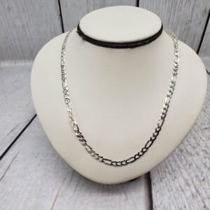 Necklace SS Unisex 22″ Figaro Chain, 9.0DWT .925 Sterling Silver, 5mm