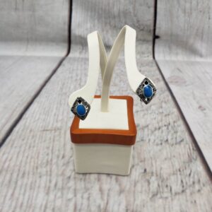 Earrings SS Women Clip-On 3.90DWT .925 Sterling Silver, Vintage Turquoise