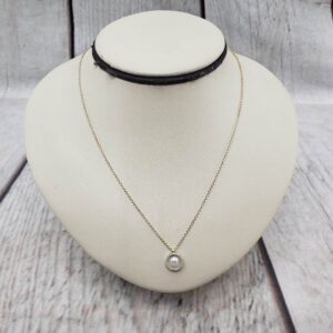 Necklace SS Women 18″ Cable Chain 2.38DWT .925 Sterling Pandora, Pearl Pendant